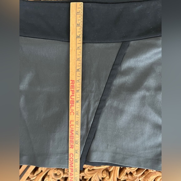 IRO Mini Skirt The Jalie Black BodyCon Leather/Knit Panel Assym Front SZ: M/40 - Picture 9 of 11